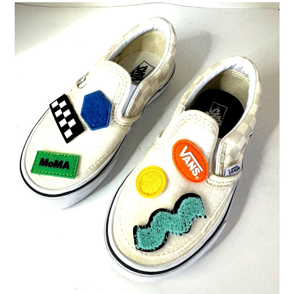 Vans x MoMA Kids Slip On Shapes Sneakers Size 3 Limited Edition Wearable Art
